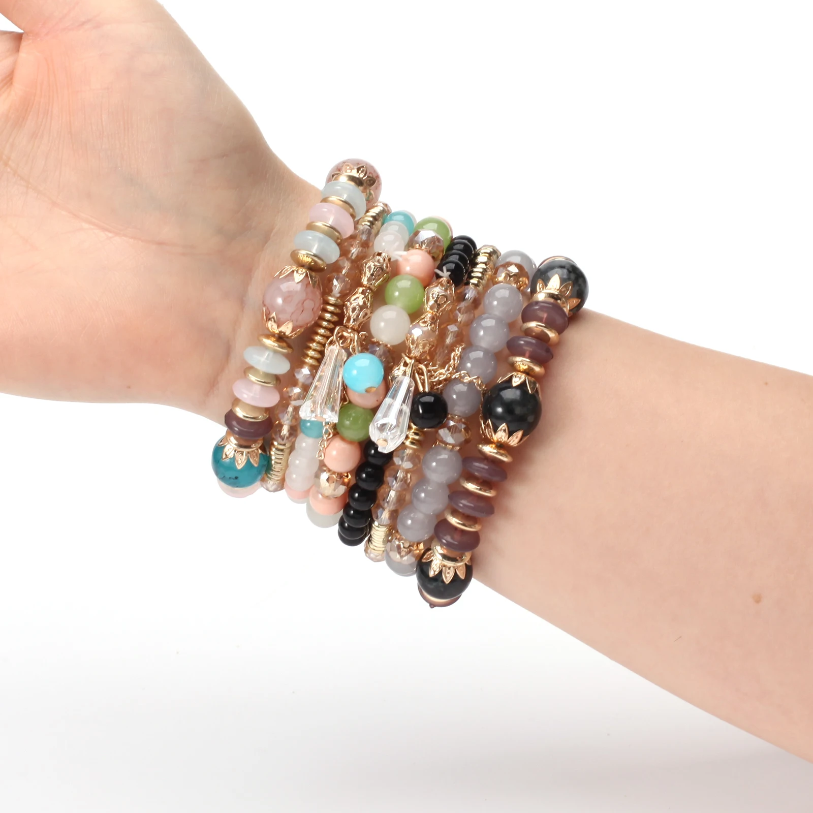 Bohemian Stackable Bead Bracelets for Women Multilayered Bracelet