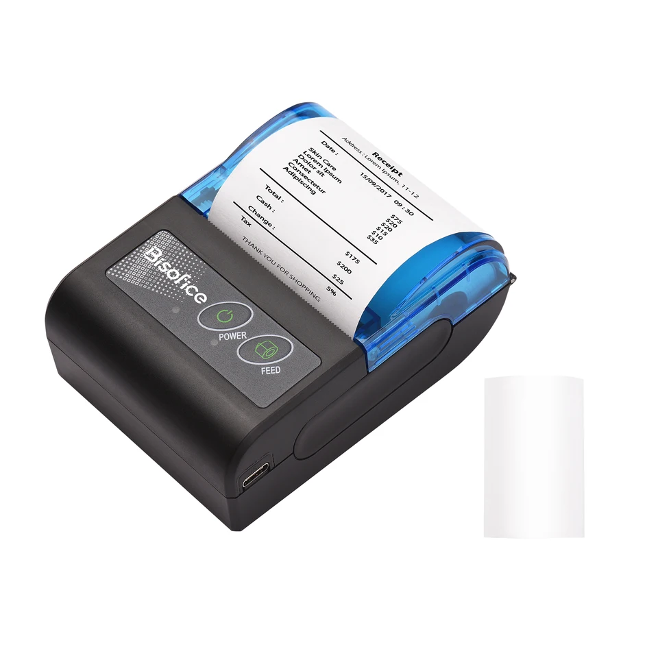 Caredy – Imprimante Thermique Portable Bluetooth 58mm – Parfaite Pour Tickets, Reçus, Commandes En Extérieur