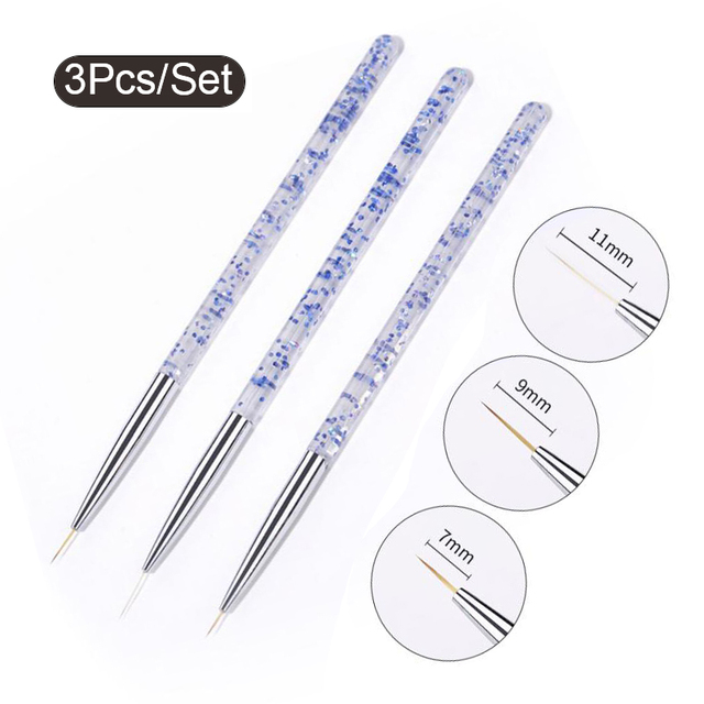 Acrylic French Stripe Nail Art Liner Brush Set 3D Tips Manicuring Ultra-thin Line Drawing Pen UV Gel Brushes Painting Tools