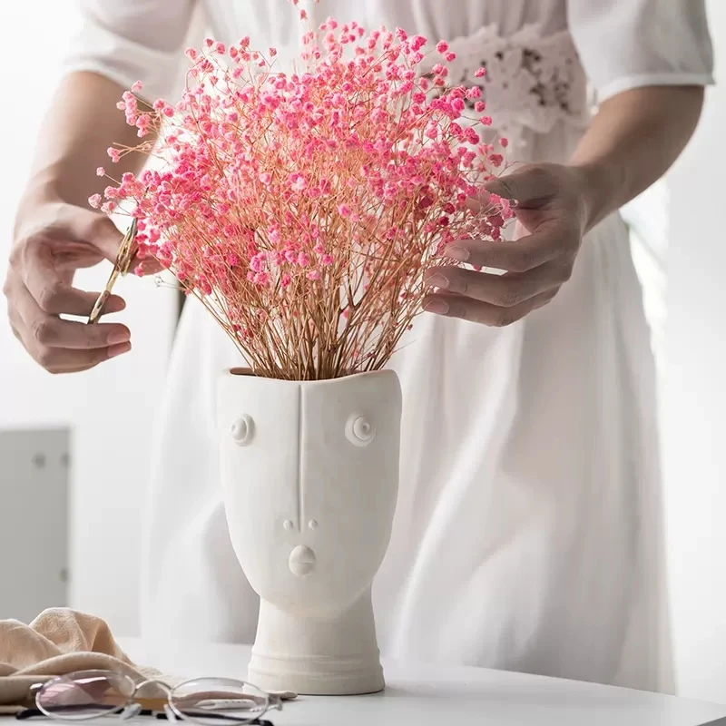 

Creative abstract human face ceramic vase ornaments living room dried flower arrangements small fresh decorative flower vessels