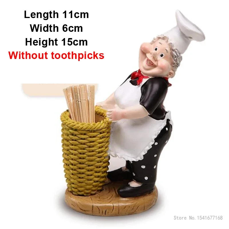 1pc European Creative Chef Sculpture Toothpick Bucket Home Living Room Dining Table Decoration Barrel Toothpick Box Holder