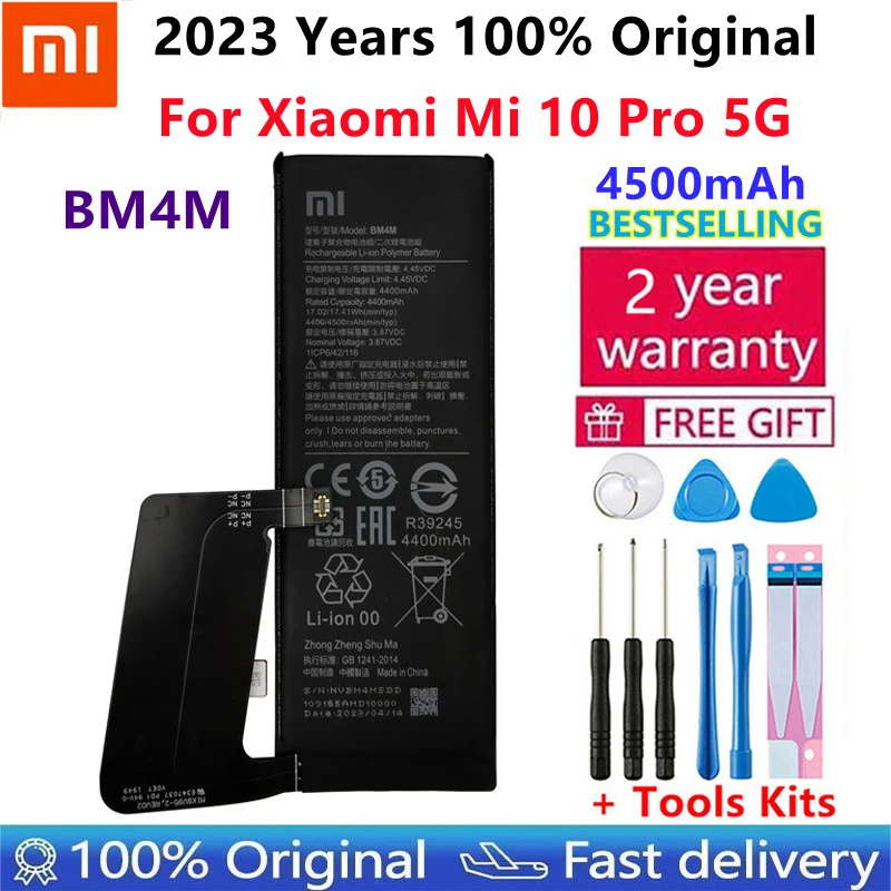 

100% Original New 4500mAh Replacement Battery BM4M For Xiaomi Mi 10 Pro 5G 10Pro Genuine Phone bateria Batteries +Gift Tools