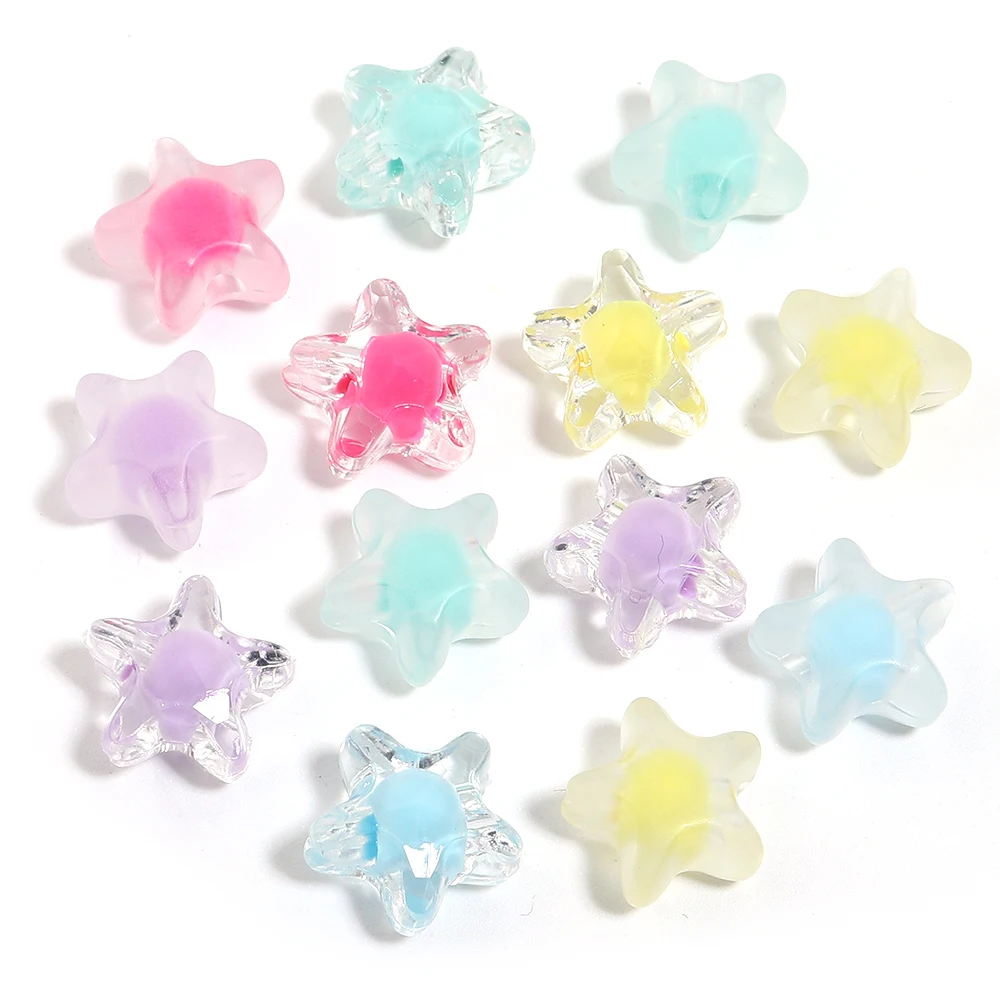 50/100pcs 별 모양 아크릴 비즈 혼합 색상 느슨한 비즈 바느질 의류 장식 만들기 DIY 전화 키 체인 액세서리