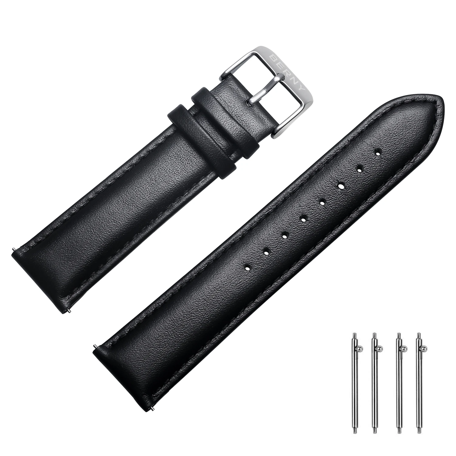 

Quick Release Genuine Leather Watchband Width 16-24mm Soft Calfskin Strap Black Bracelet Replacement OptionalWatch Accessories