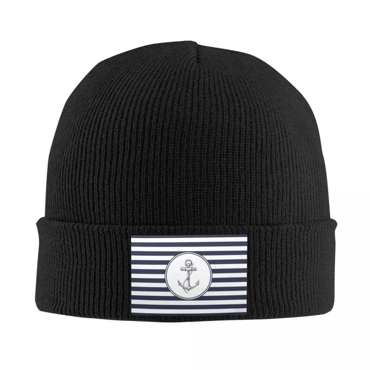 

Тёмно-синие Шапки-бини в полоску с морским якорем