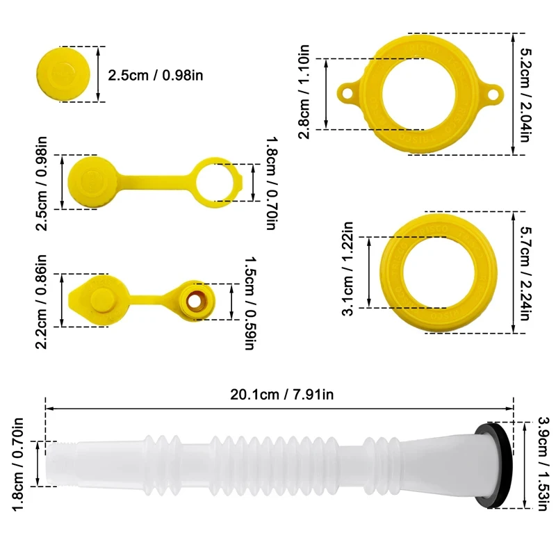 2 Sets Car Gas Can Spout Nozzle Vent Kit High Quality Plastic Replacement Gas Cans Old Style Cap Gas Tank Nozzle Car Accessories