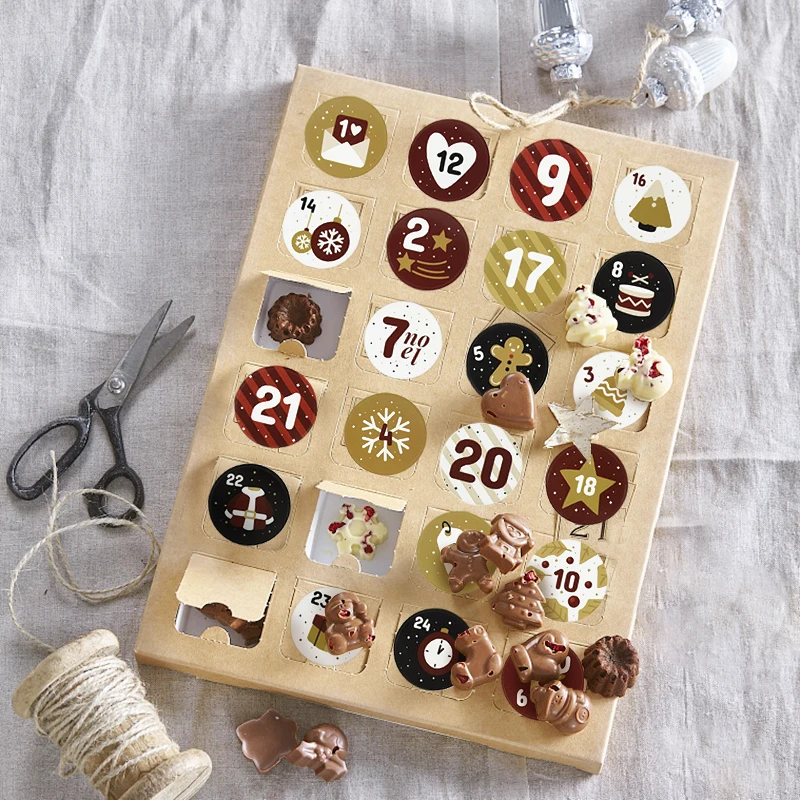 1-24 Number Christmas Advent Calendar Sticker Kids Gift Sealing Sticker Labels Christmas Decoration For Home New Year Navidad christmas countdown calendar christmas advent calendar fishing advent calendar rock advent calendar