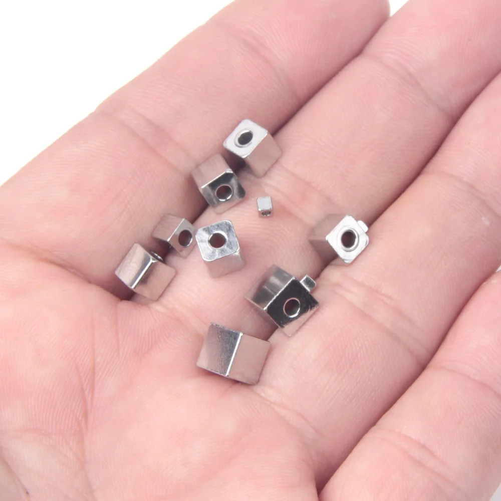 XHN 20–100 Stück quadratische quaderförmige Rocailles aus Edelstahl, lose Distanzperlen für DIY-Armbänder, Schmuckherstellung, Zubehör – Detail 4