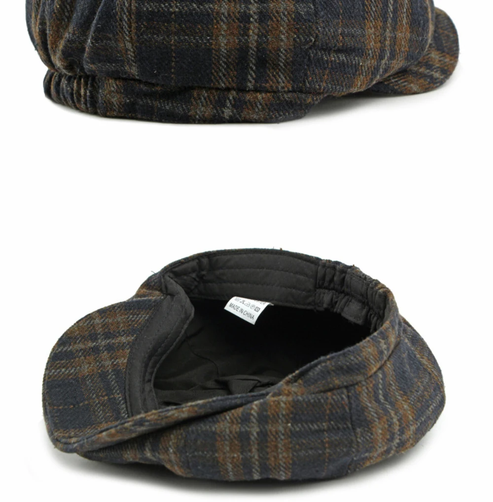 HT5050 Baskenmützen Herbst-Winter-Kappen für Herren und Damen Künstler-Malermütze Karierte Woll-Baskenmütze Unisex Ivy Flat Cap Verstellbare Baskenmütze – Detail 20