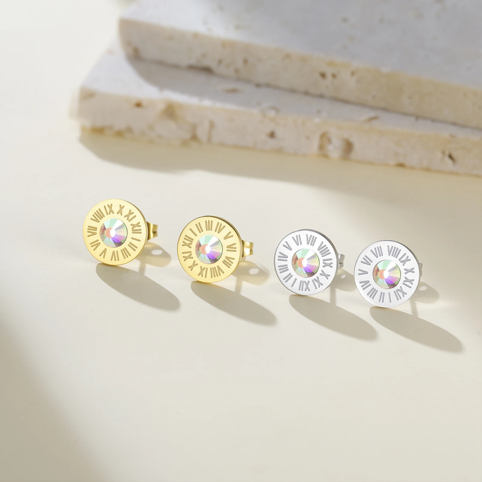 맞춤형 독점 이름 귀걸이 금 은 로마 숫자 시계 뒷면 맞춤 정보 다양한 행사 여성용 주얼리