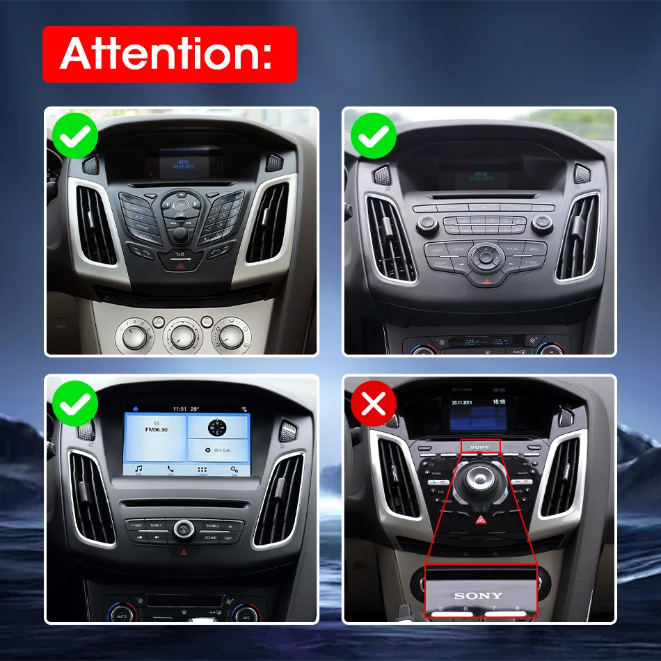 9,7 Zoll Carplay Display-Bildschirm für Ford Focus 3 Mk 3 2011 2012 - 2019 Multimedia-Player Tesla-Stil Android Auto 2din Head Unit – Detail 1