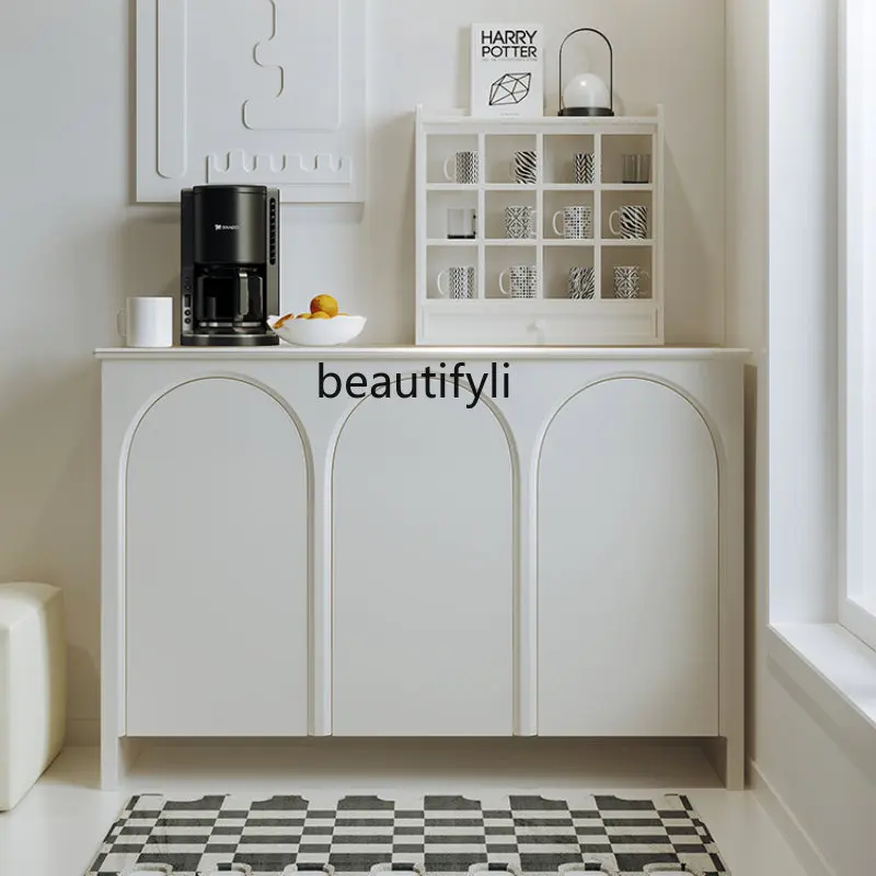 

yj Nordic Style French Side Cabinet Modern Simple and Light Luxury Arch White Entrance Cabinet Storage Cabinet