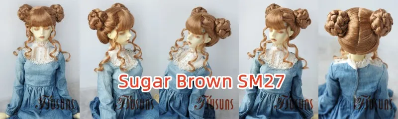 JD729 8-9inch 9-10inch Chinese Twin Buns Synthetic Mohair BJD Wigs 1/3 SD DOD Bltythes Doll Accessories