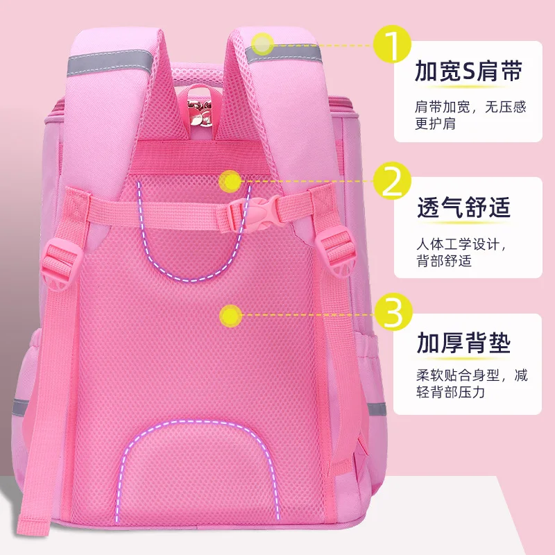 High-capacity Children Cartoon Fashion School Bags New Girls Princess Mermaid Boys Bear Backpacks Students Cute Gradient Bag Hot