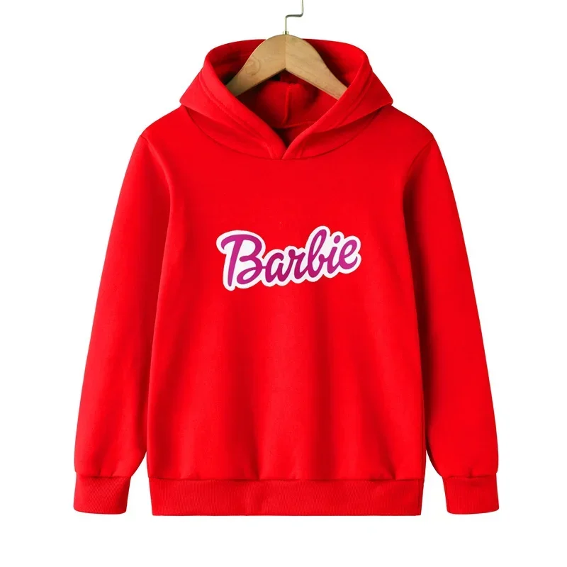 thumbnail image 1 of Sudadera con capucha de forro polar con estampado de dibujos animados de Barbie para niña, sudadera Kawaii de manga larga, ropa para bebé, primavera y otoño, 1 of 5