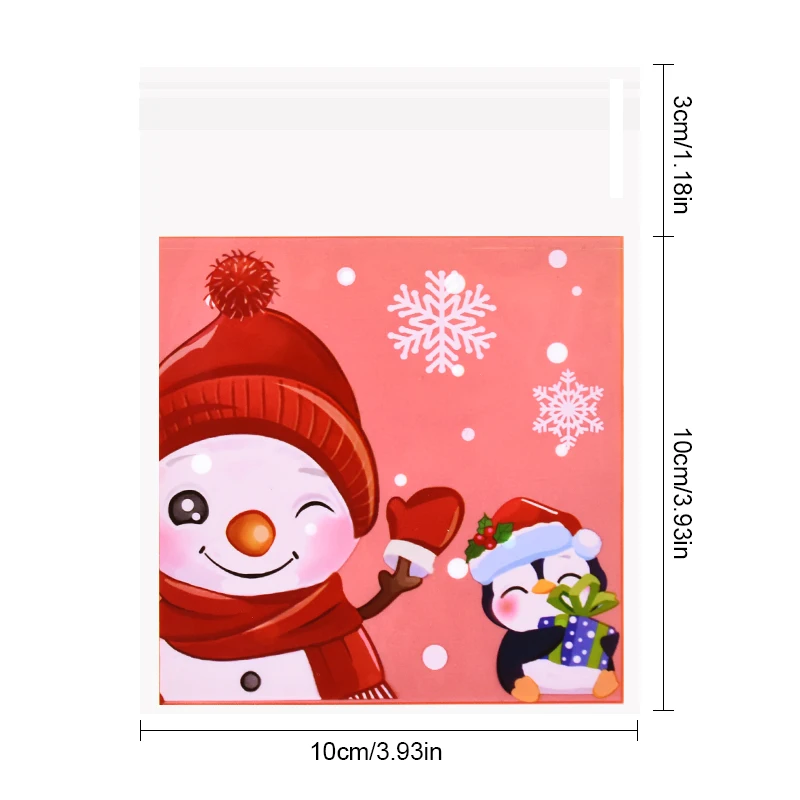 100 stücke Weihnachten Süßigkeiten Cookie Tasche Santa Claus Keks Geschenk Selbstklebende Verpackung Tasche 2025 Noel Weihnachten Party Decor Neue Jahr 2026 – Detail 12