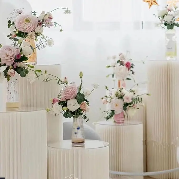 Selbstbedienbare Esstisch-Lebensmittelmatte mit Acryl-Scheibensäulenhalterung, faltbares Dekorationsset für Partys, Hochzeiten, Geburtstage und Veranstaltungen – Detail 12