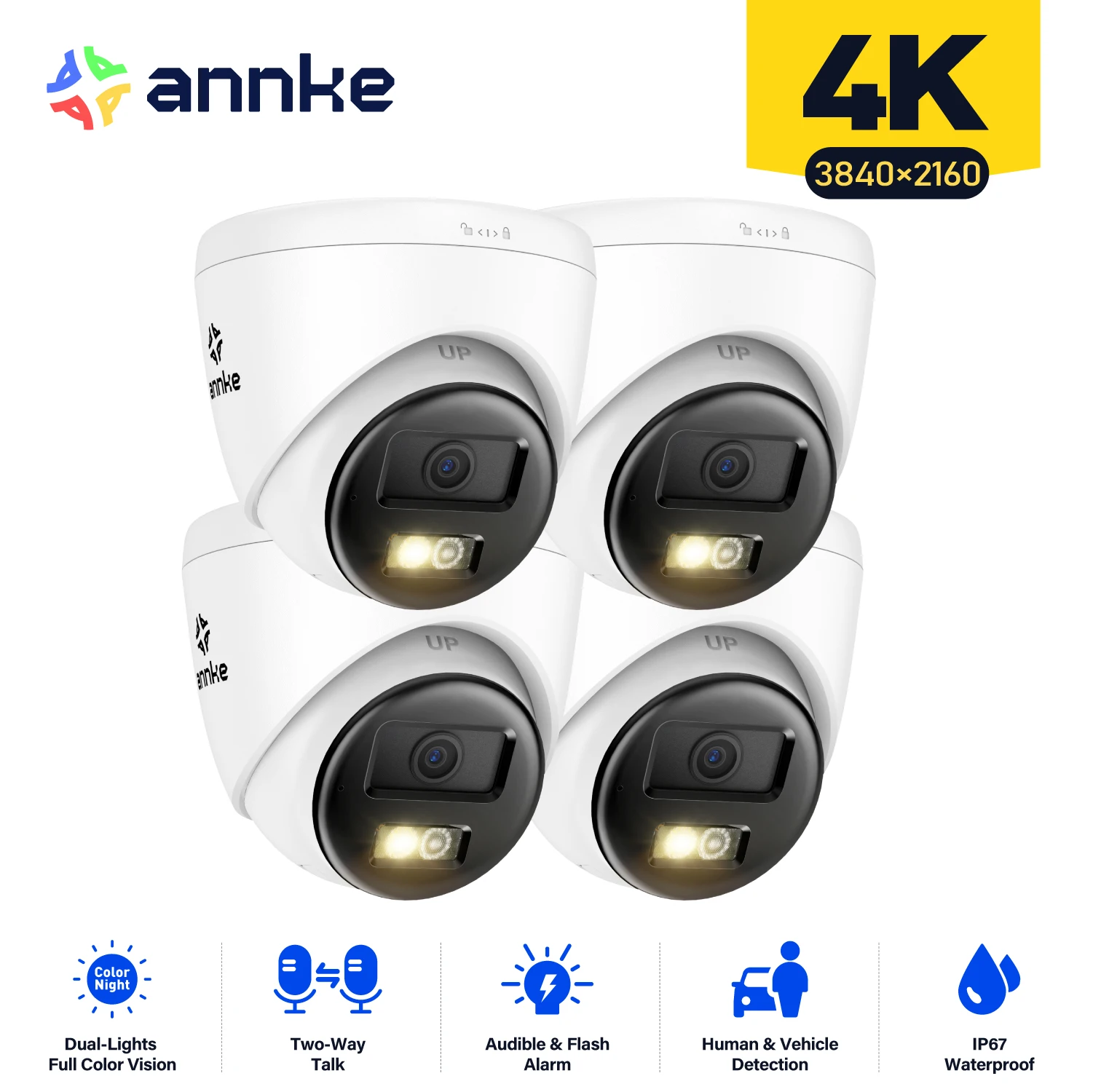ANNKE POE 8MP 4K IP Camera POE Outdoor Waterproof H.265 Security Surveillance CCTV Camera Motion Detection Camera Two Way Audio