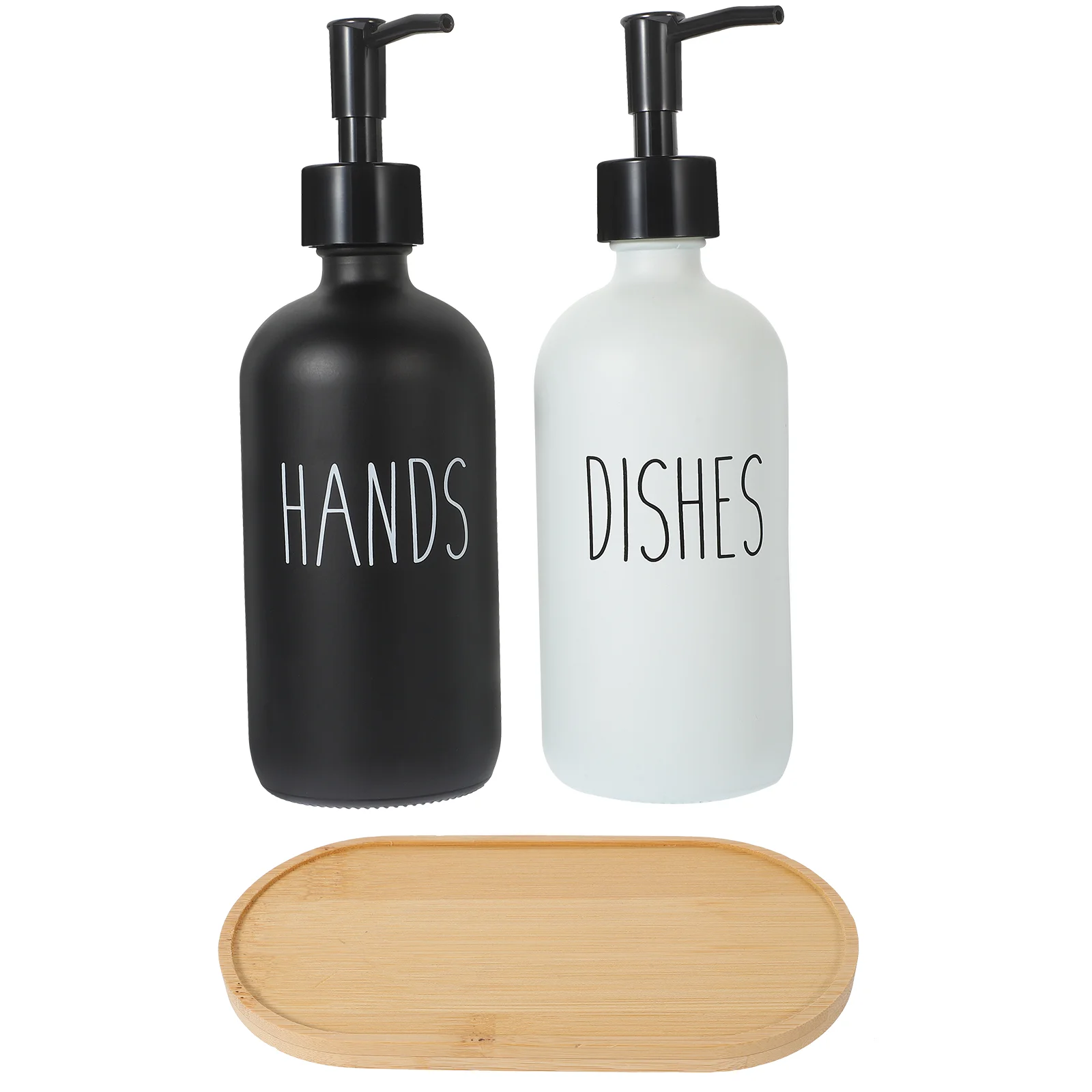 

1 Set Refillable Pump Bottle Soap Dispenser Glass Pump Soap Bottles with Tray