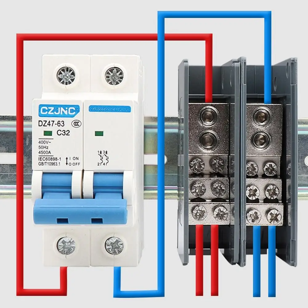 One in Multiple out Din Rail Terminal Block 150A ABS/Copper Distribution Box Wire Connector Universal Power Junction Box