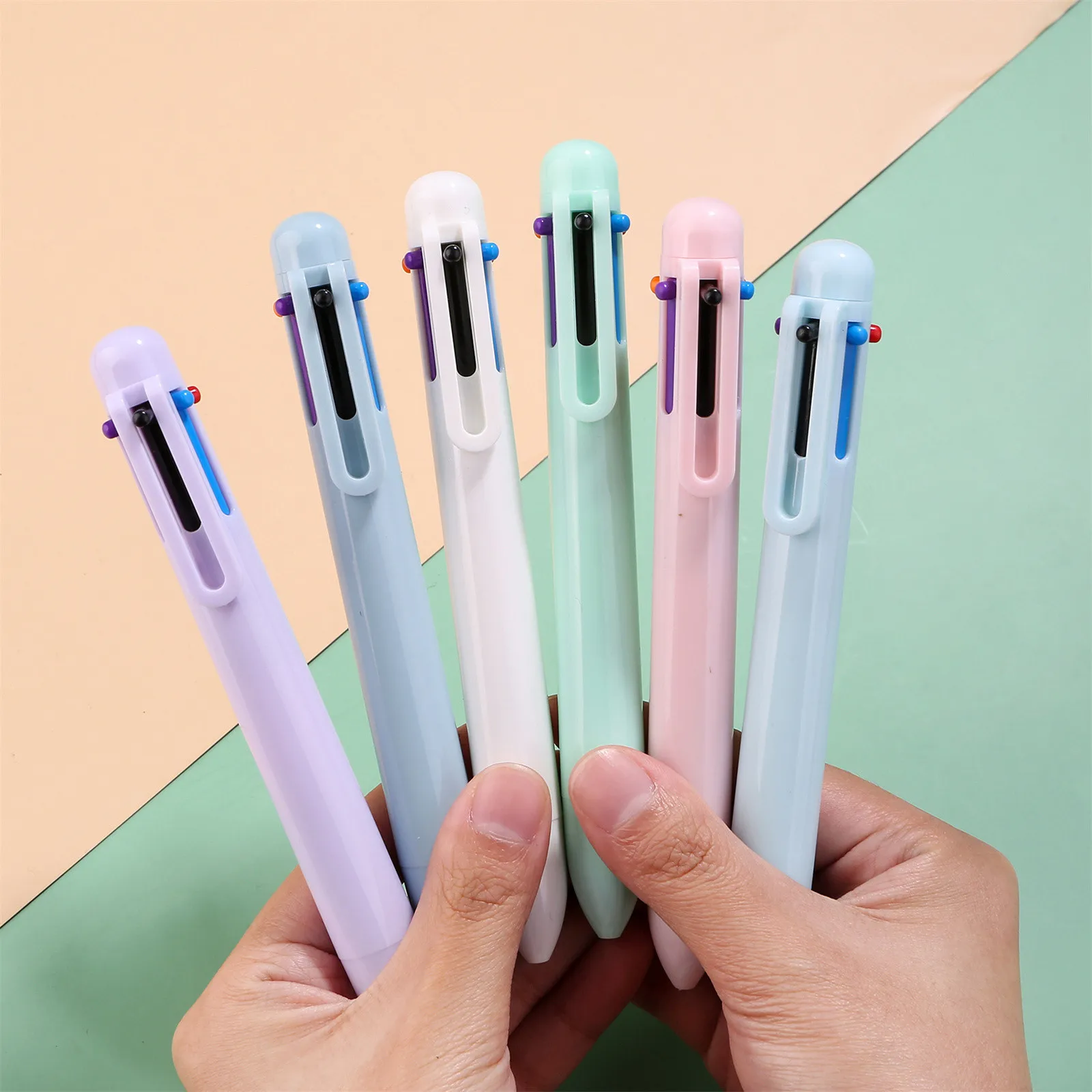 Multi-Functional Macaron 6 Color Ballpoint Pen Student Press Pen Multi Color Oil Handbook Special 6ml