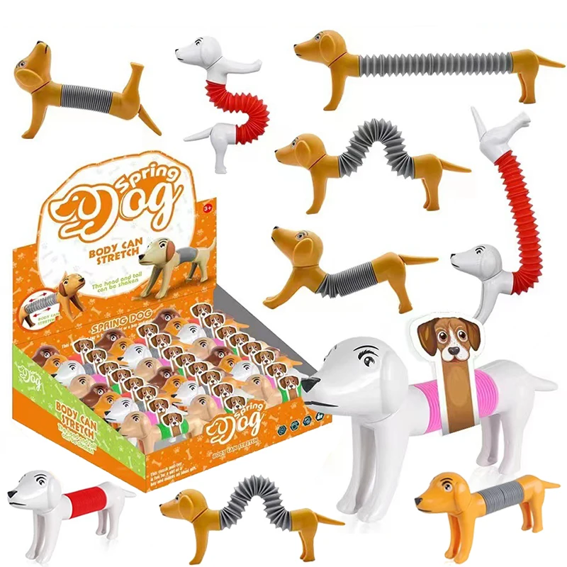 

1-4Pcs Cute Color Telescopic Tube Dog Children's Toys DIY Mutants Puppy Decompression Telescopic Tube Baby Educational Toy Gifts