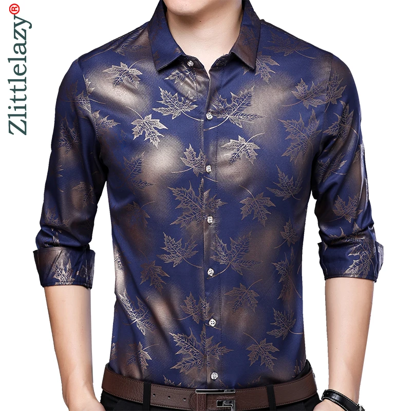 2022SocialLongSleeveMapleLeafDesignerShirtsMenSlimFitVintage
