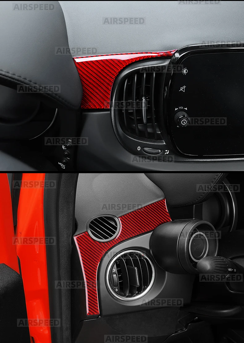 Real Soft Carbon Fiber Aufkleber für Fiat 500 500C/Abarth 595 595C/695 695C 2016 2017 2018 2019 2020 2021 2022 2023 2024 500e 2016-2019 Auto Instrument Streifen – Detail 11