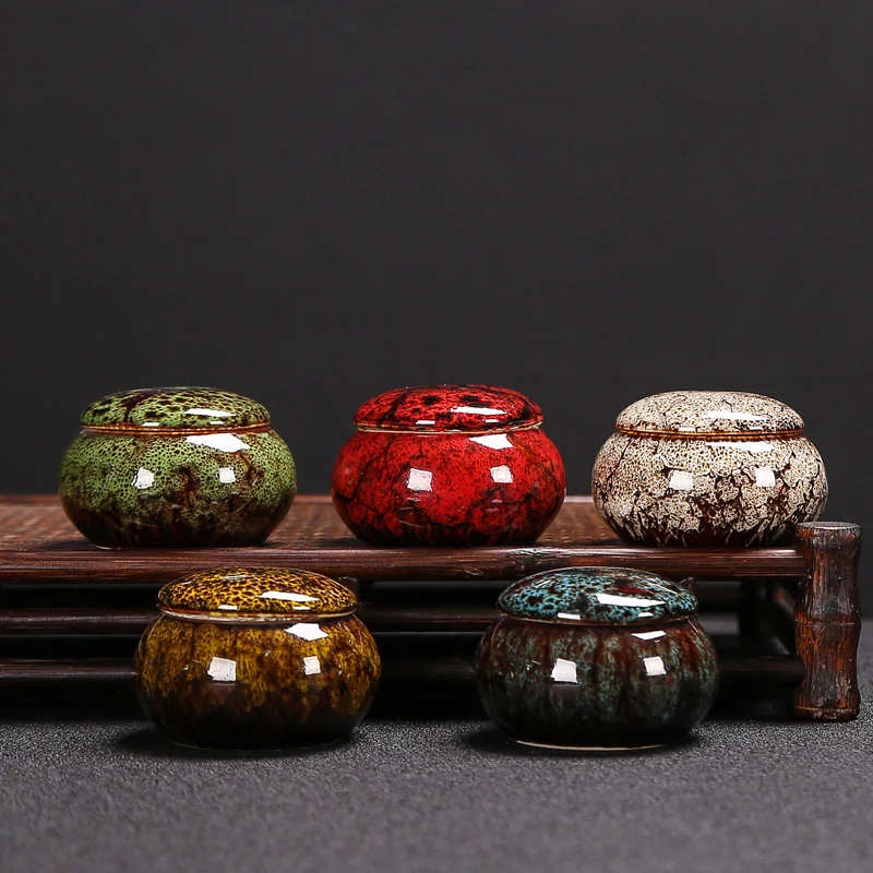 Portable Mini Tea Jar Spice Pill Sealed Jar Ceramic Tea Bag Storage Living Room Decoration Porcelain Crafts Home Decoration
