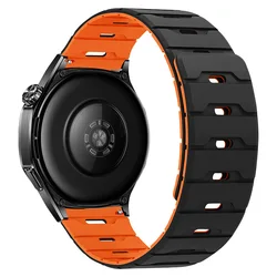Magnetic Silicone Sport Wristband, 20mm/22mm - 22mm width band (Black Orange)