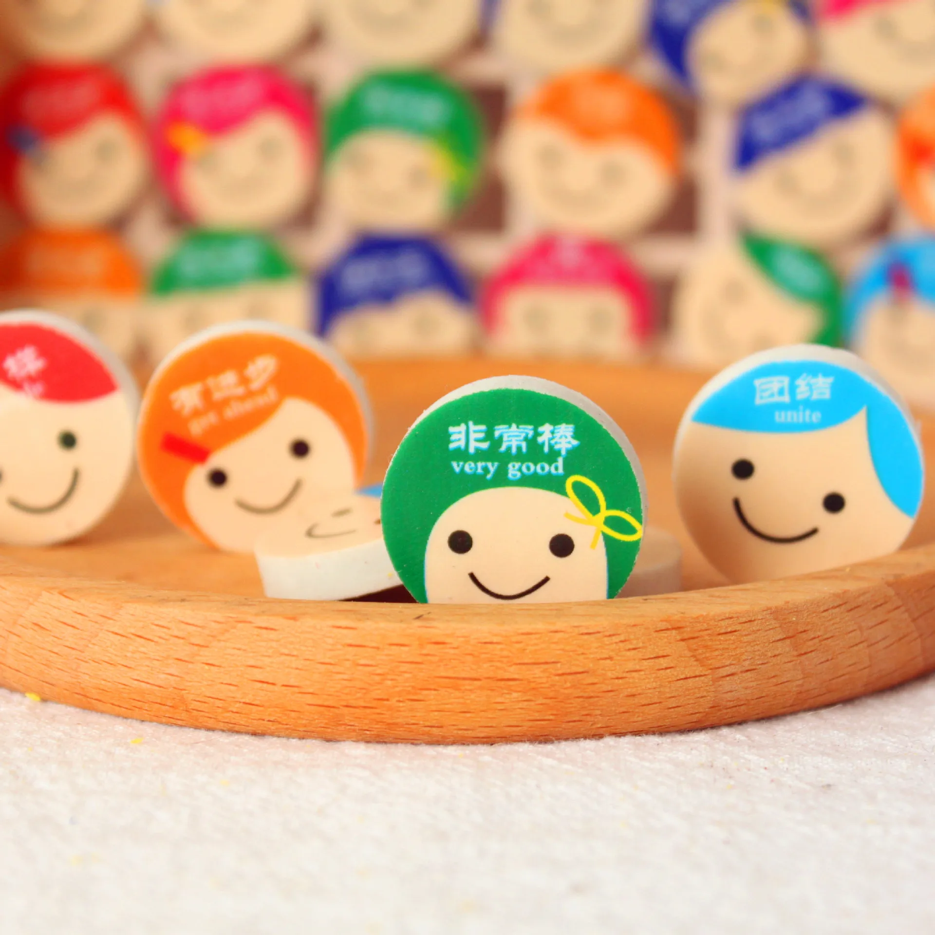 20pcs Mini Expression Rubber Eraser Erasers School Supplies Stationery Kids Students Cool Prizes Children Christmas Accessories 5 7 color crayons cartoon smiley face expression candy gourd pen children students painting stationery school office supplies