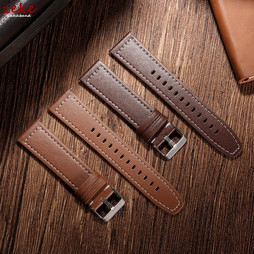 Premium Leather Watchband - Soft Replacement Wrist Strap (22/20mm)