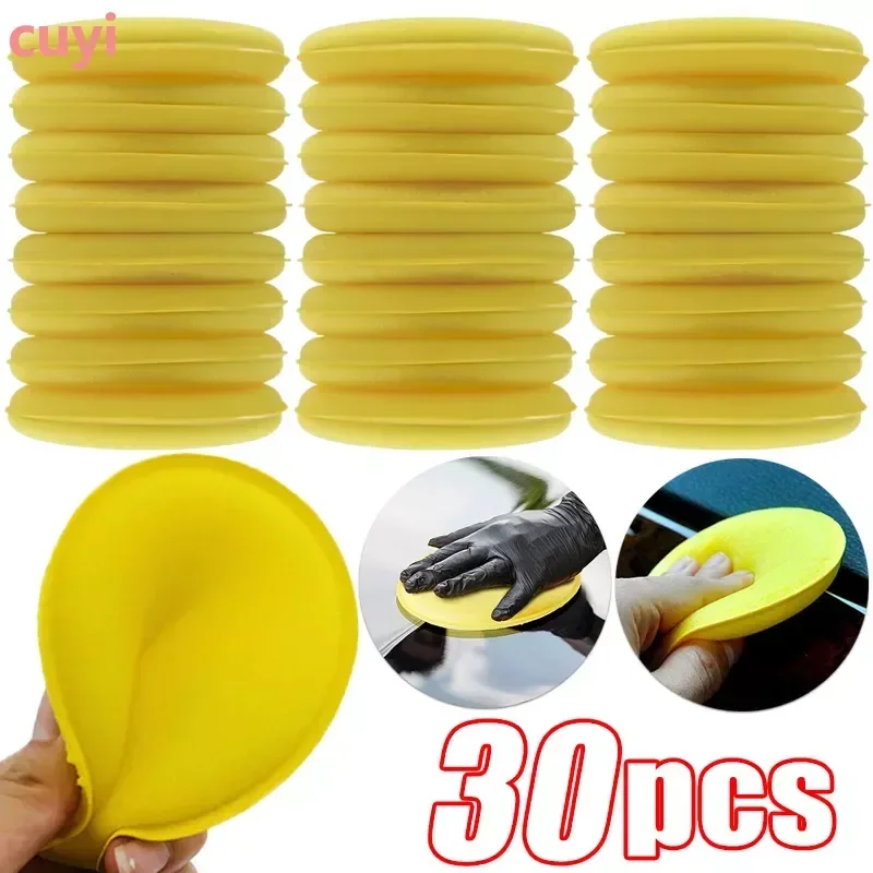 

5/30Pcs Car Waxing Polish Wax Foam Sponge Applicator Pads 10CM Yellow Cleaning Sponge Clean Washer Washing Tool Car Cleaning