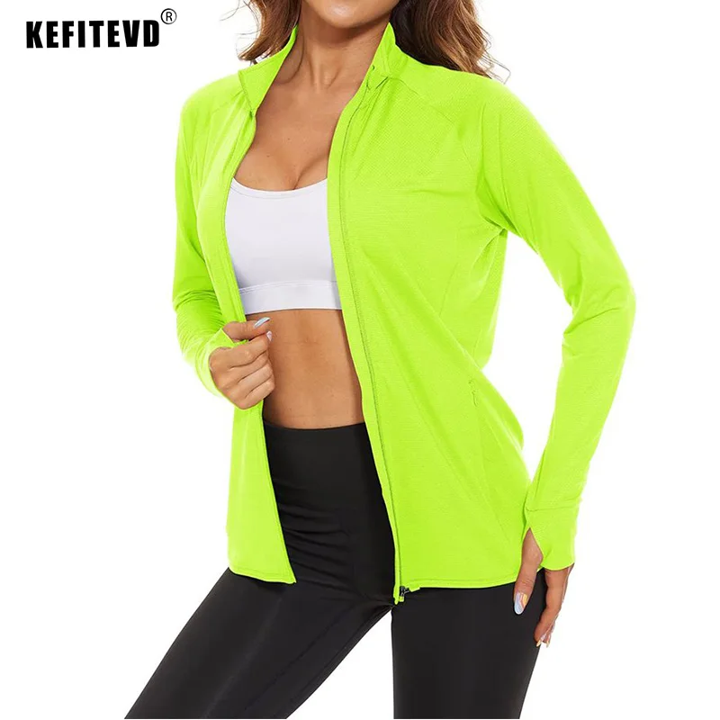 KEFITEVD UPF 50+ Long Sleeve Shirts Women's UV/Sun Protection Full Zip Jackets Lightweight Hiking Shirts Athletic Running Jacket 3