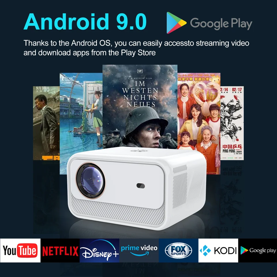【未使用品】Smart Android Cinema Projector CY900 1080P Smart Projector HI352 Quad Core Processor Android 9.0