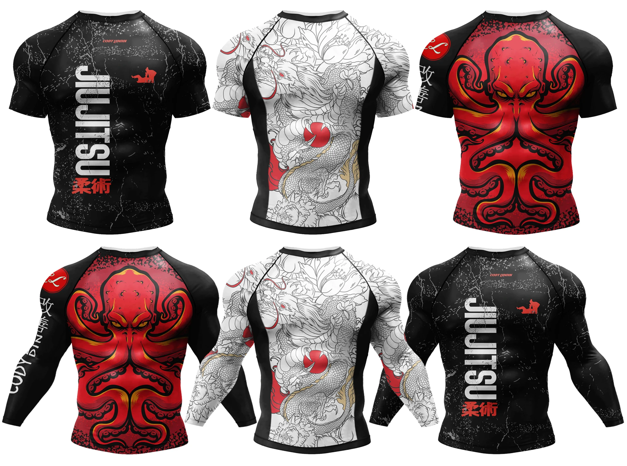 Full Sublimation Rashguard Bjj Kimono Jiu Jitsu Men's Boxing T-shirts Cody Lundin Fitness Compression Rash Guard Mma Fight Wear