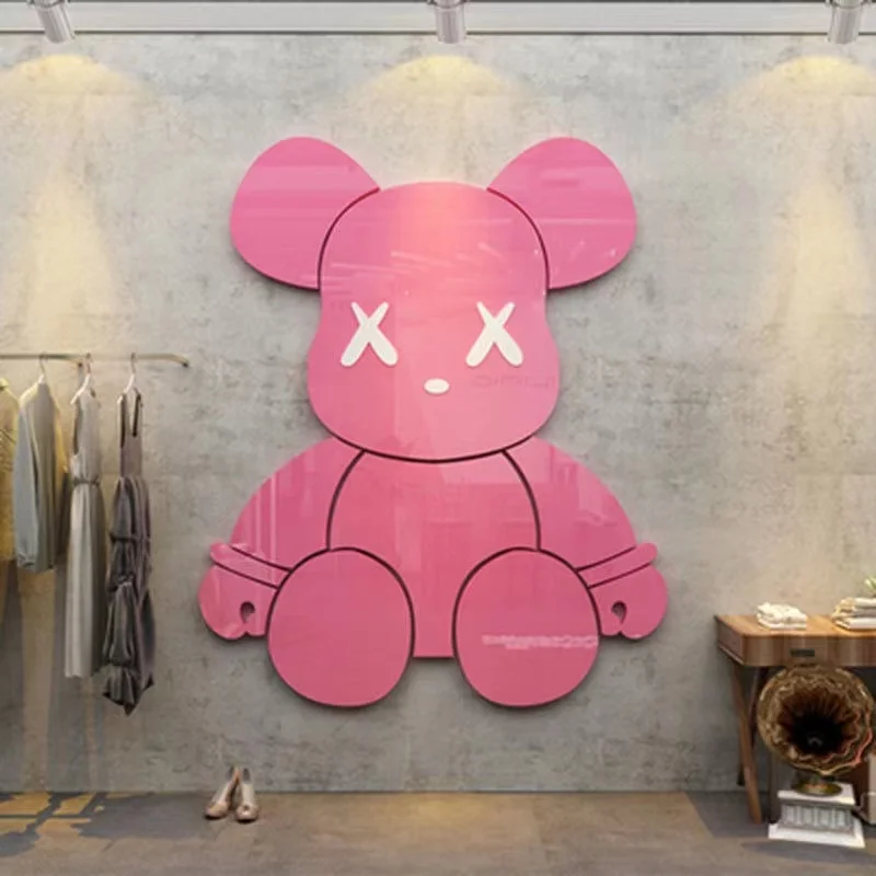 Acrylic 3d wall stickers Violent Bear Wall Sticker decoration Fashion scene layout shop background |