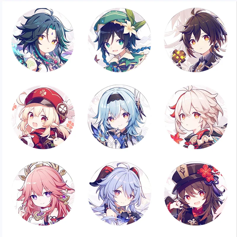 58mm Game Genshin Impact Brooch Pins Anime Badge Cosplay Ganyu Xiao Zhongli  Accessories For Clothes Backpack Decoration Gift