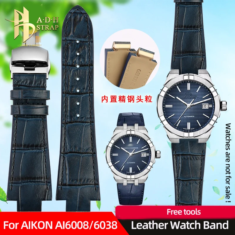Per Hitachi Lacroix Venture Aikon Ai6008 6038 Cinturino In Pelle Di Mucca Interfaccia Convessa Cinturino Da 13Mm Impermeabile Per Uso Speciale