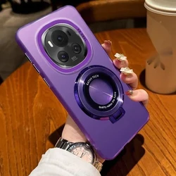 Luxury Hard Matte Ring Magnetic Bracket Phone Case with Stand Cover - Honor 9 Lite (Purple)