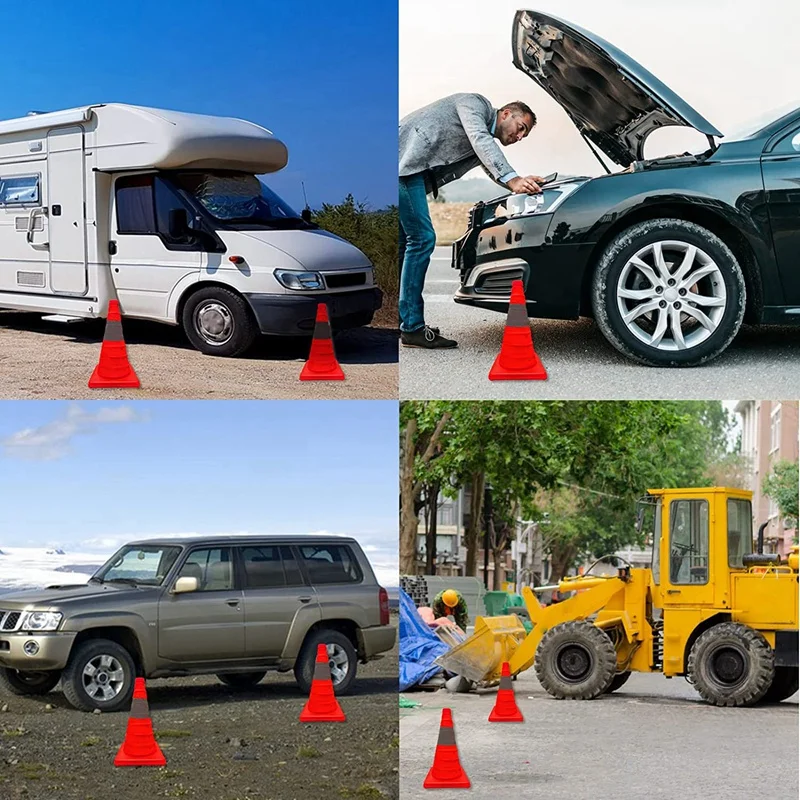 Orange Safety Road Reflective Parking Cone Multi Purpose Construction Cones For Training, Parking And Driving Practice