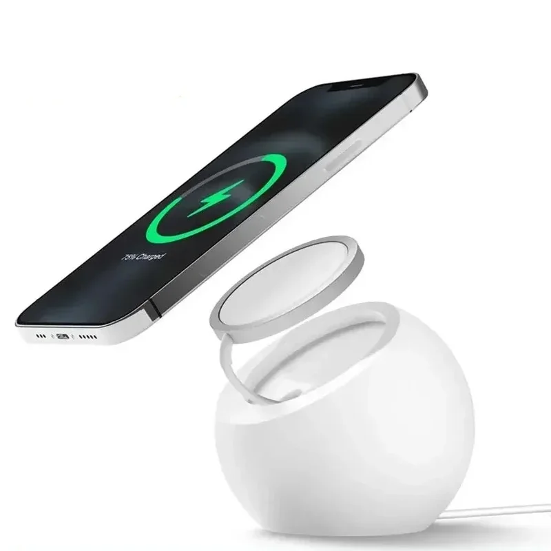 Magnetic Wireless Charging Desk Ball Shape Silicone Holder Stand for Magsafe iPhone 15 14 13 12 Pro Charger Dock Station