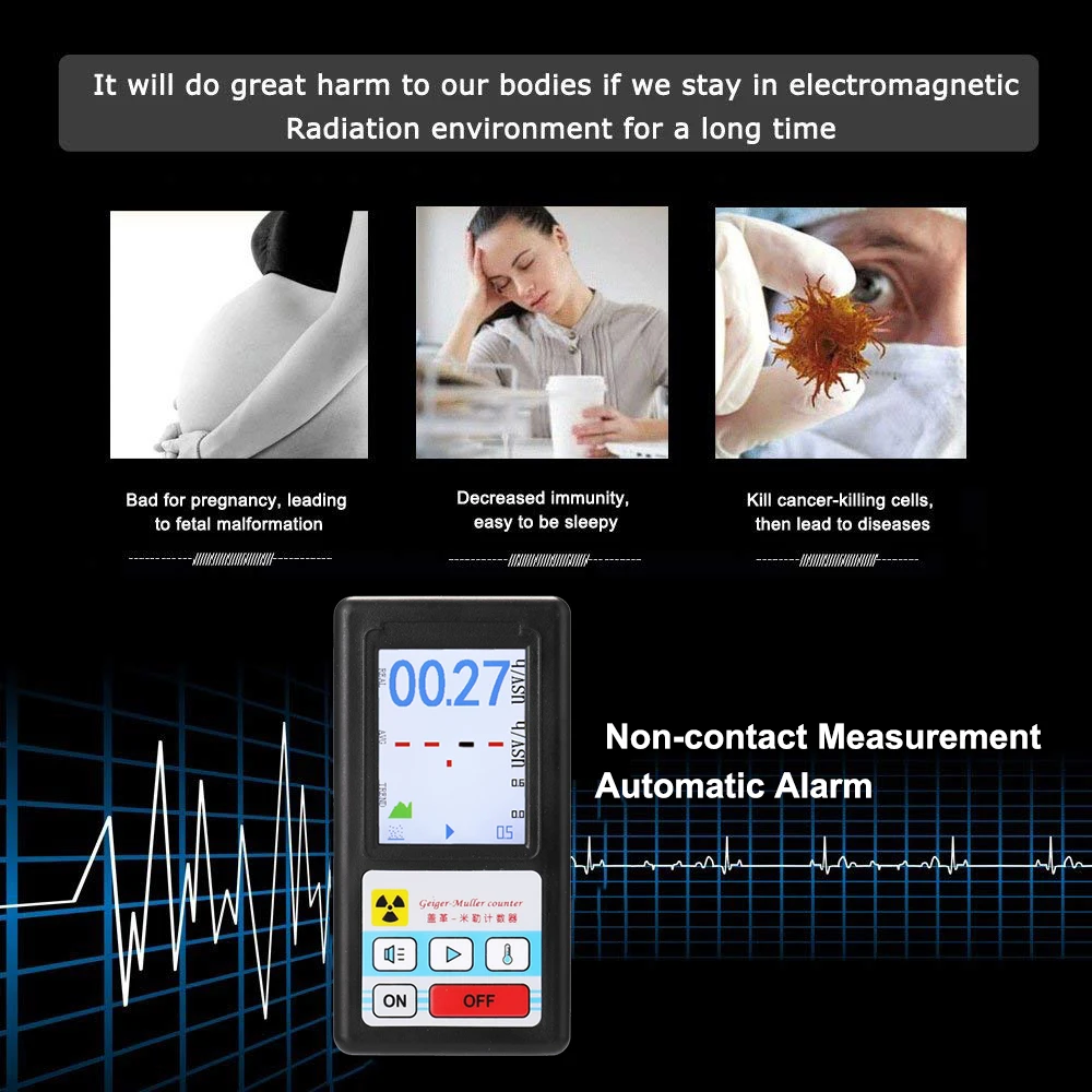 BR-6 Portable Geiger Counter Nuclear Radiation Detector Personal Dosimeter Marble Tester X-Ray Radiation Dosimeter GM Tube Meter