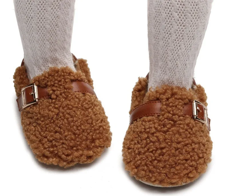 INS Style Baby Boys Girls First Steps Walking Shoes Plush Thickened Soft Warm Winter Autumn Footwear Fashion Shoes 6