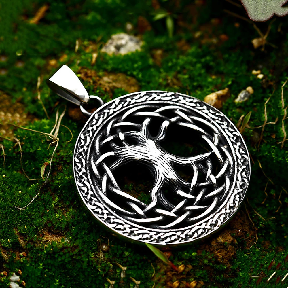 

Vintage 316L Stainless Steel Hollow Design Viking Tree of Life Pendant For Men Nordic Runes Amulet Necklace Fashion Jewelry Gift