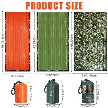 Emergency Sleeping Bag Ultra Waterproof Mylar Thermal Blankets Lightweight Survival Sleeping Bag Keep Warm for Camping Hiking 2
