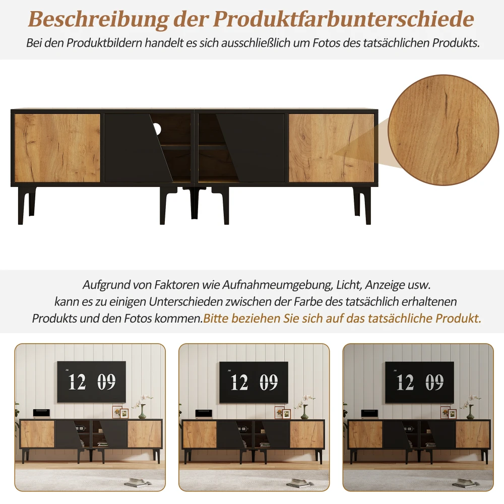 160 x 36,5 x 45 cm TV-Schrank mit 4 Fächern und 7 Stützbeinen, modernes minimalistisches Design, TV-Ständer, geeignet für 65-Zoll-Fernseher – Detail 14