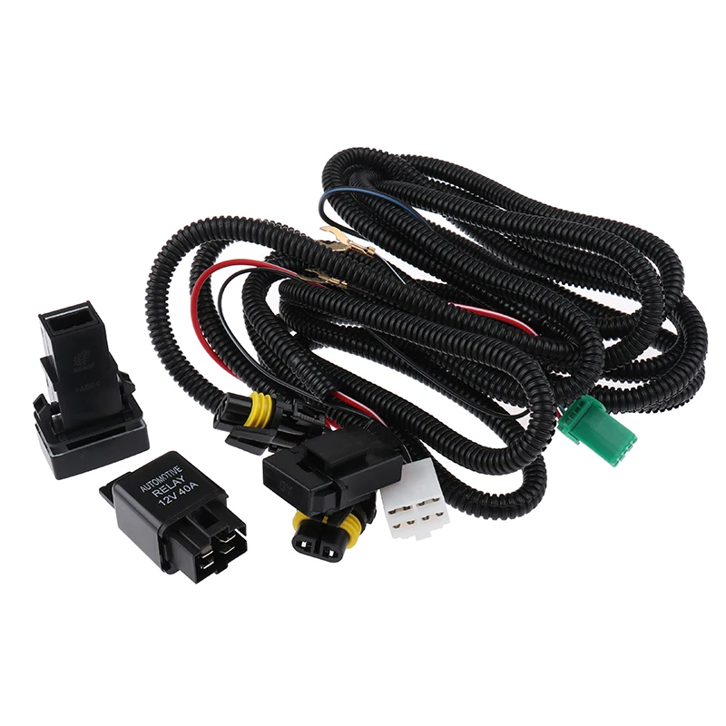 

H11 Fog Light Wiring Harness Sockets Wire LED indicators Switch 12V 40A Relay