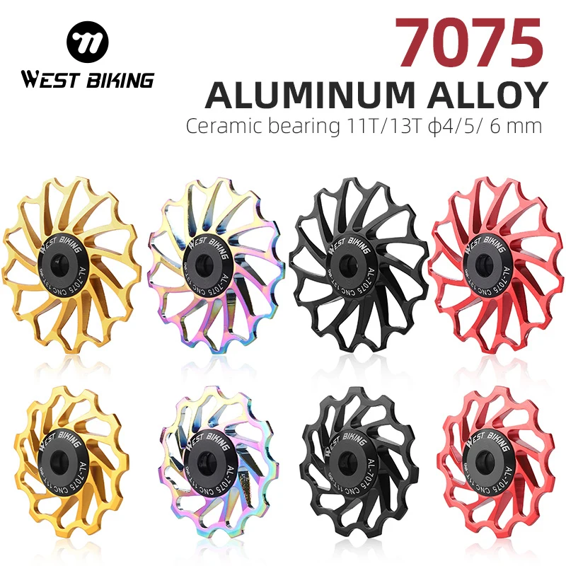 WEST BIKING Aluminum Alloy Bicycle Jockey Wheel with Ceramic Bearings