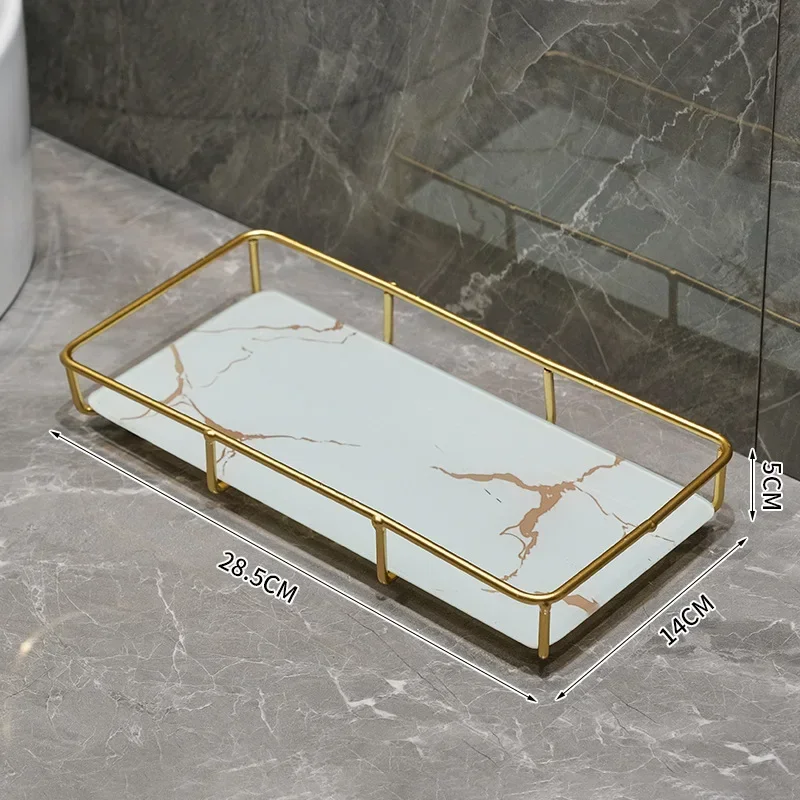 New Light Luxury Style Bathroom Toilet Washbasin Cosmetic Box Storage Rack Storage Rack Washbasin Desktop Tray Storage Items 5